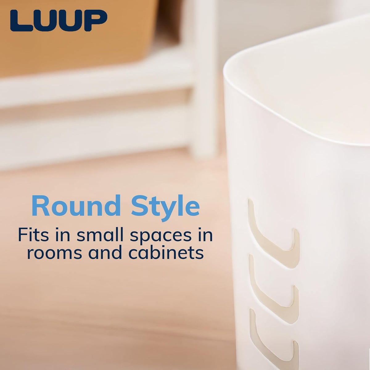STORi Luup Bathroom Wastebasket, Secure Grocery Bags, Plastic Garbage Container for Vanity, Laundry