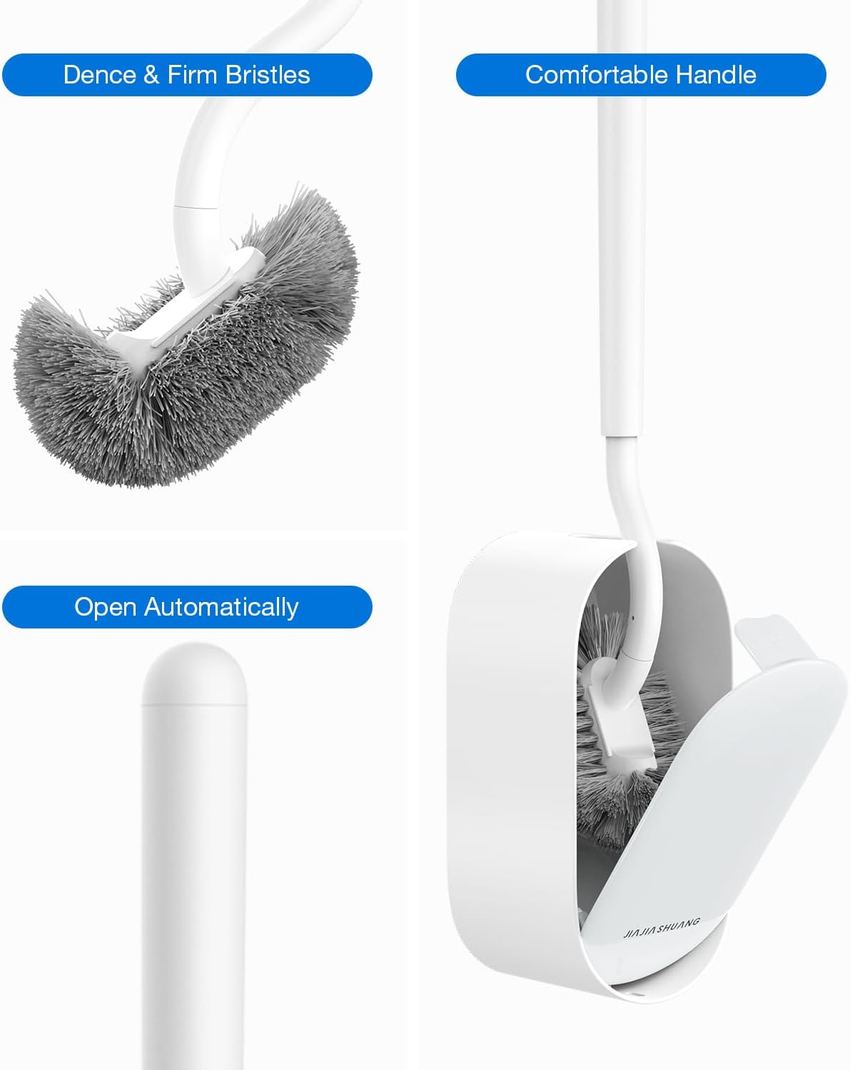 Toilet Bowl Brush and Holder, OSCIOSS Toilet Brush Set with Ergonomic Design, Compact Size, Durable