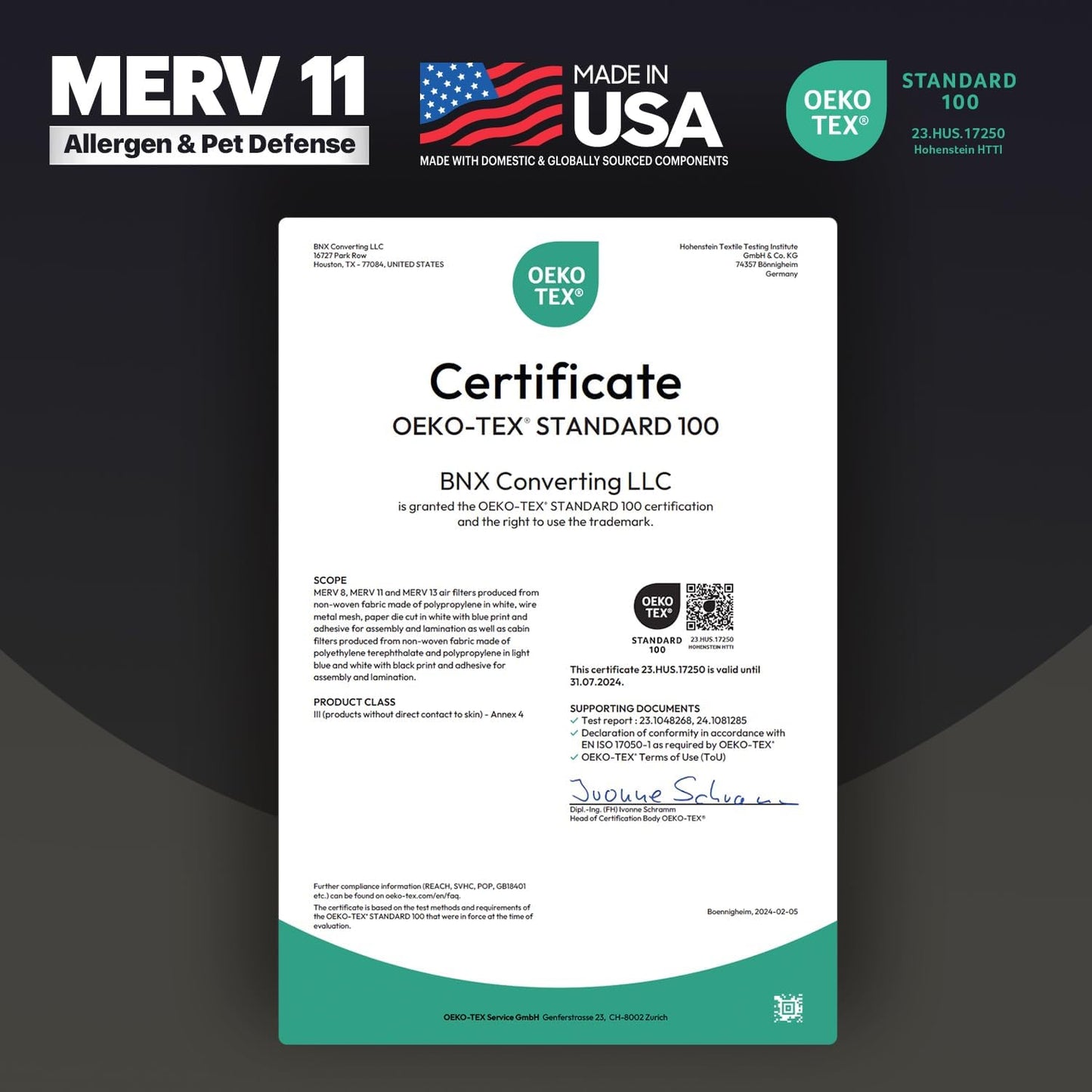BNX TruFilter 14x24x1 Air Filter MERV 11 (12-Pack) - MADE IN USA - Allergen Defense Electrostatic