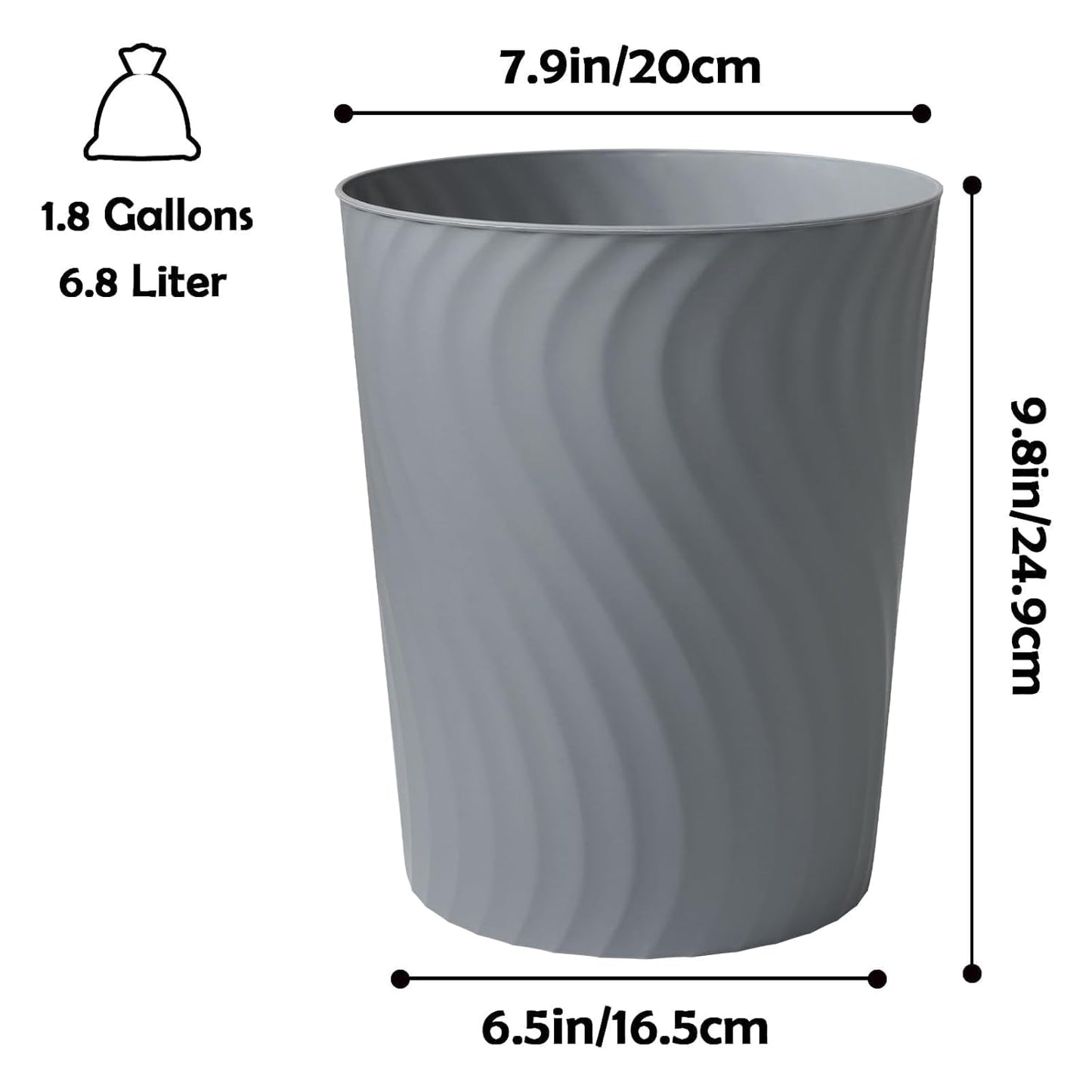 YGJT Small Trash Can, 3 Pack 1.8 Gallons Bathroom Trash Can Waste Basket, Round Garbage Can