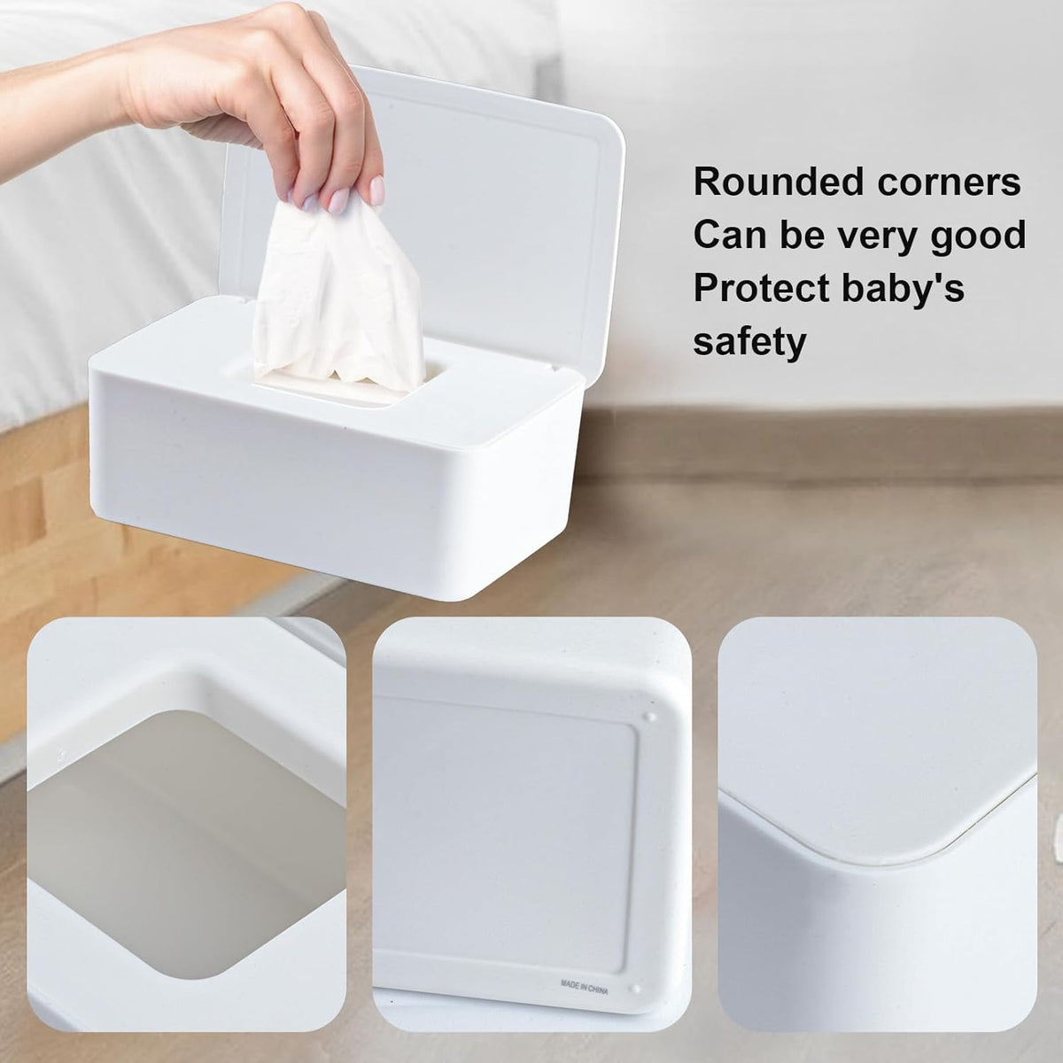 2Pcs Diaper Wipes Dispenser, Refillable Wipe Container, Wipe Container with Sealing Design Lid