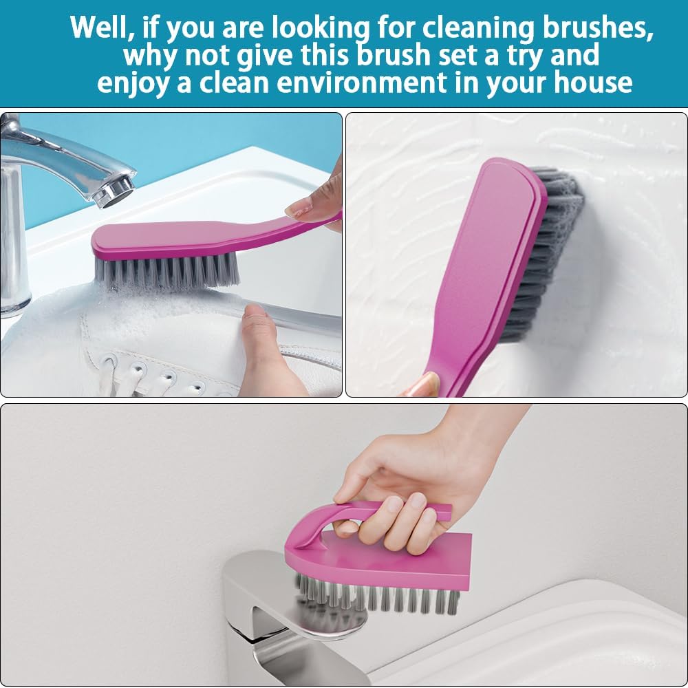 6 PCS Cleaning Brush, Scrub Brush Set for Kitchen and Bathroom Household Use with Various Brushes