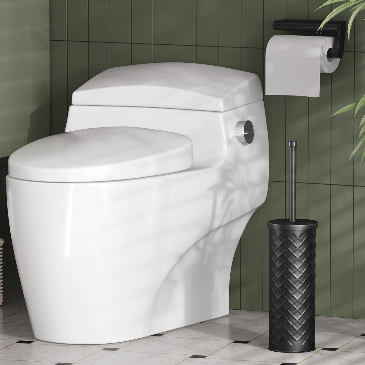 Bathway Toilet Bowl Brush and Holder Set 2 Pack with 4 Extra Brush Heads (Black) – view 8