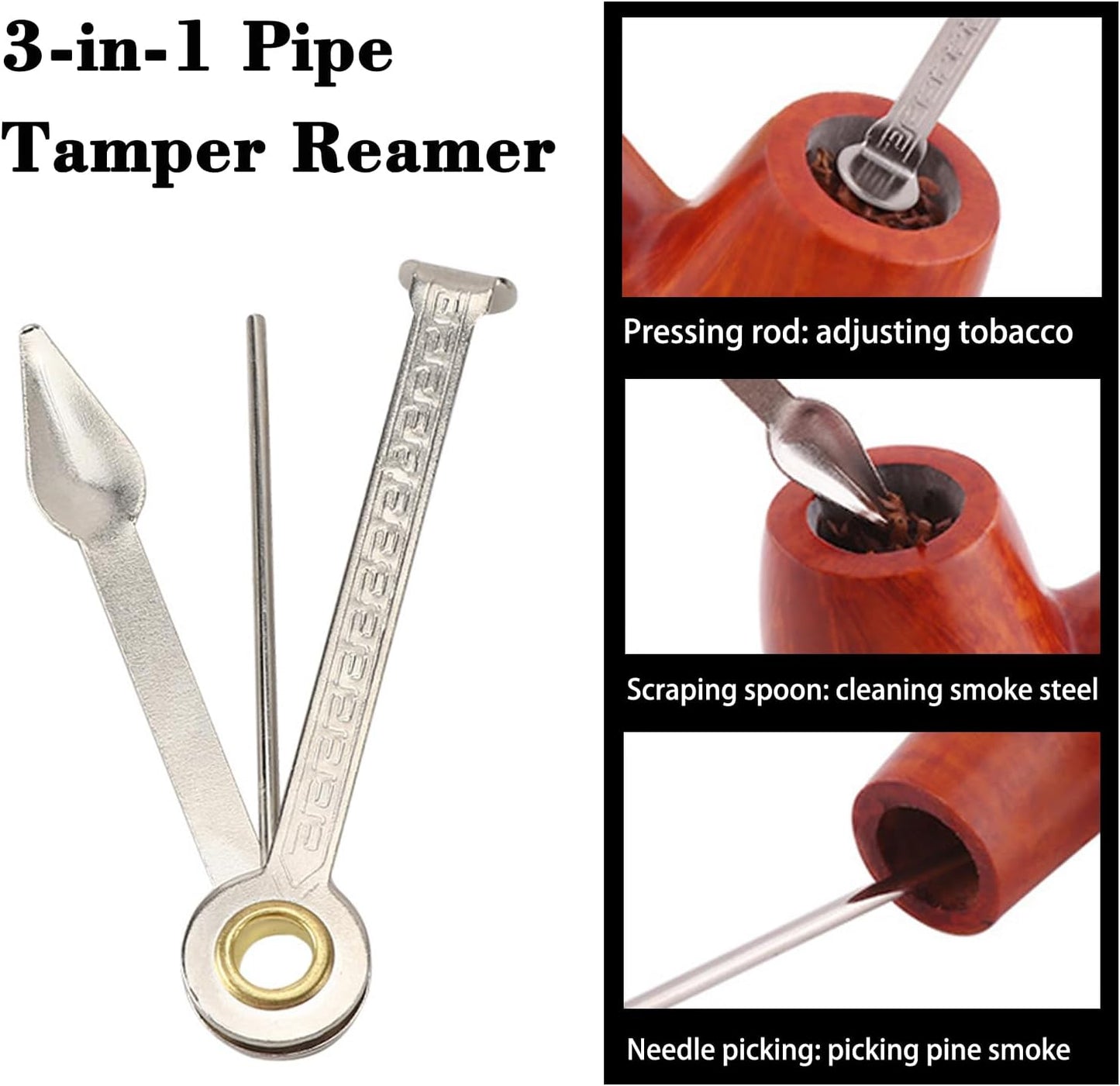 WAFJAMF Multifunctional Pipe Cleaning Kit,50 Pieces of Cleaning Strip 1 Pcs 3-in-1 Pipe Tamper