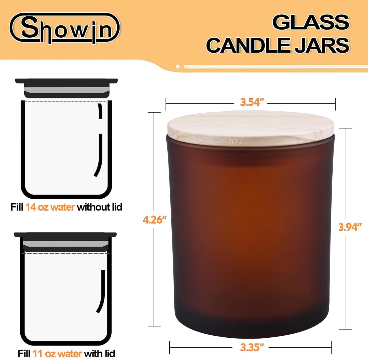 14 OZ Thick Candle Jars for Making Candles 12 Pcs, 3 Wick Empty Jars with Wood Lids for Candle