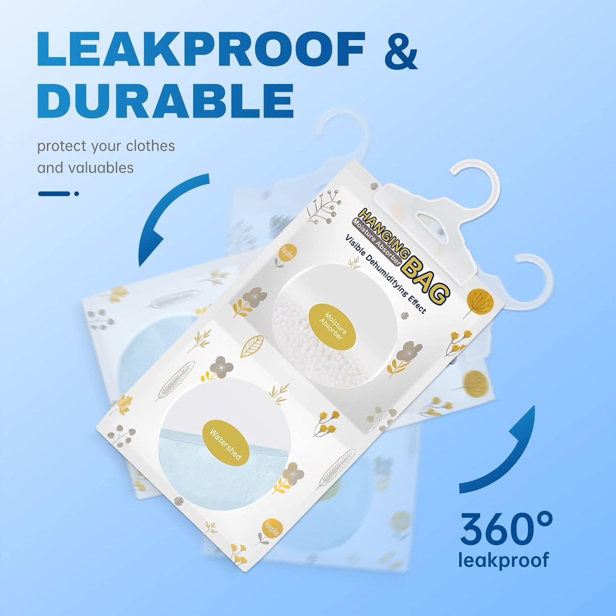 Vacplus Moisture Absorbers, Hanging Closet Dehumidifier Bags, Humidity Packs, Desiccant, Closet