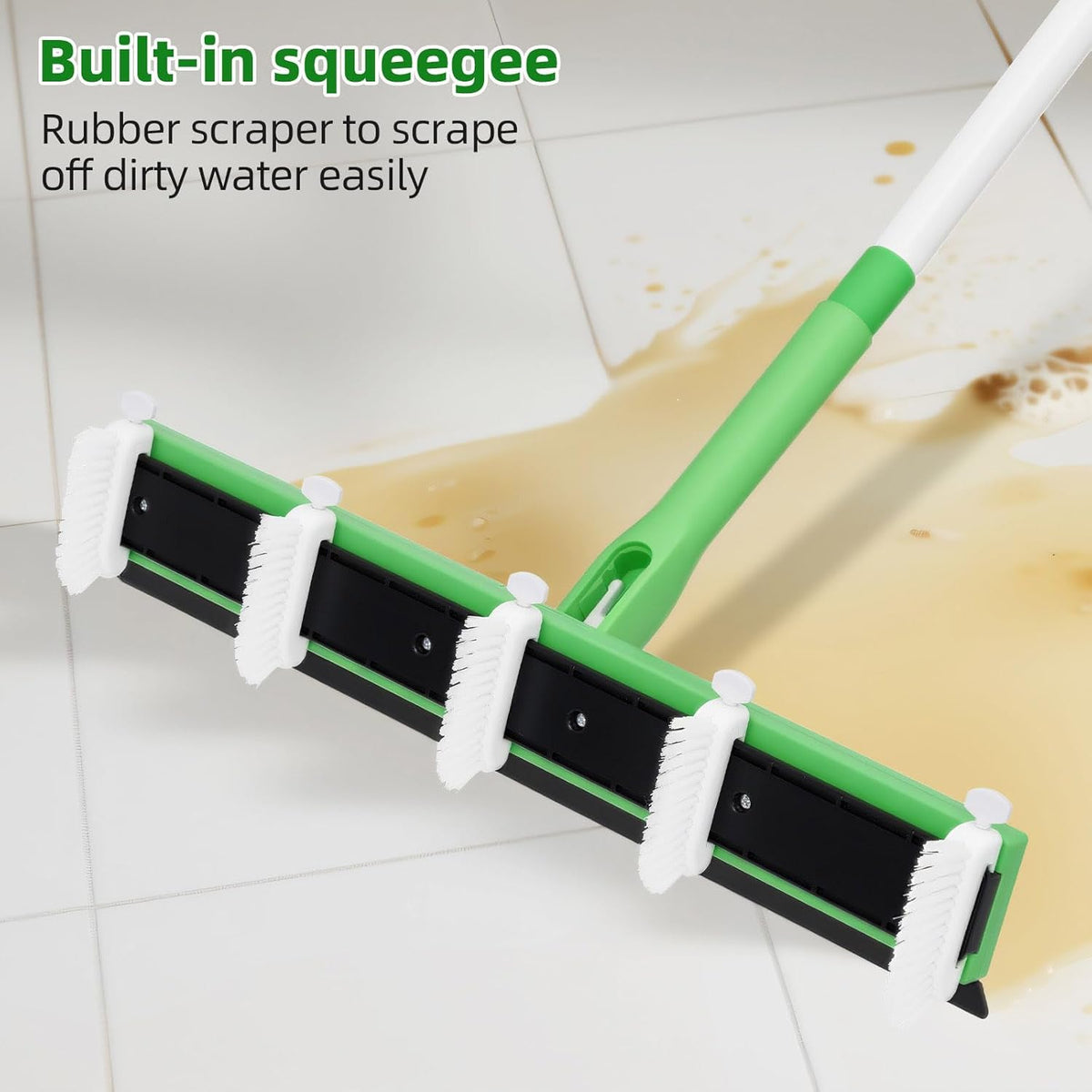 Grout Cleaner Brush with 66'' Long Handle Stiff Bristle Multi-Line Cleaner Adjustable Heads Grout