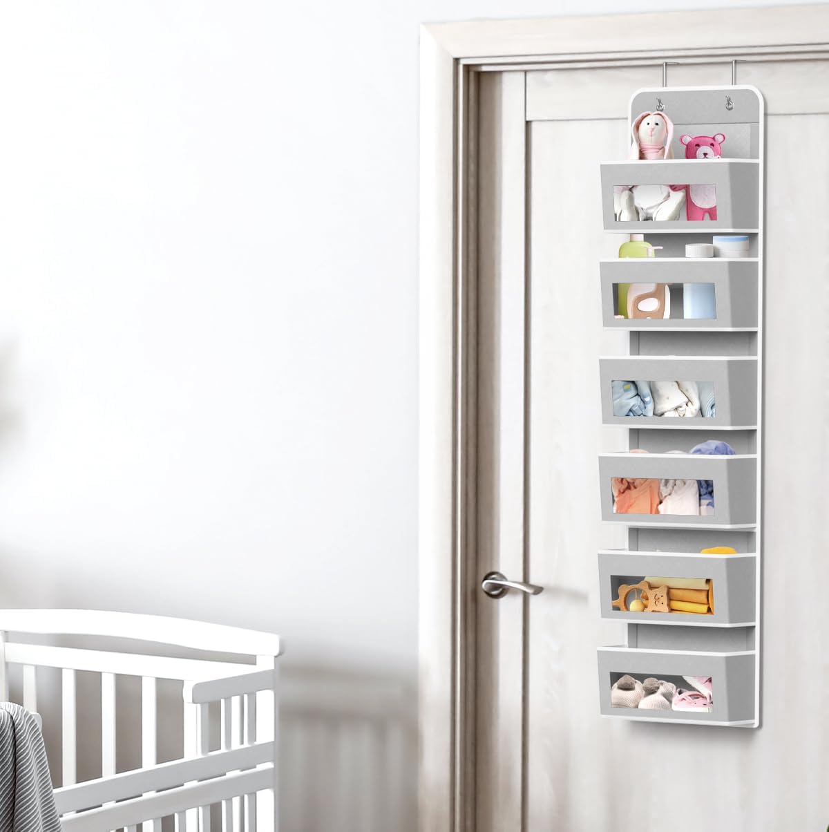 SIMPLE HOUSEWARE 6 Clear Window Pocket Over Closet Door Storage Hanging Organizer for Bedroom