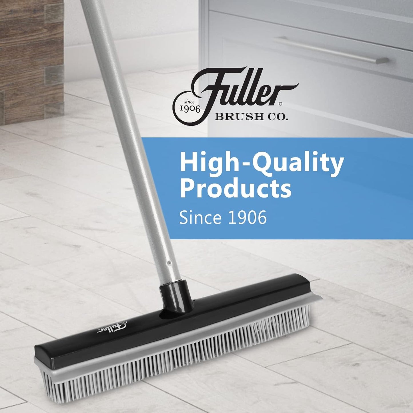 Fuller Brush Rubber Broom – for Carpets Floors Stairs Upholstery – Electrostatic Action Removes Pet