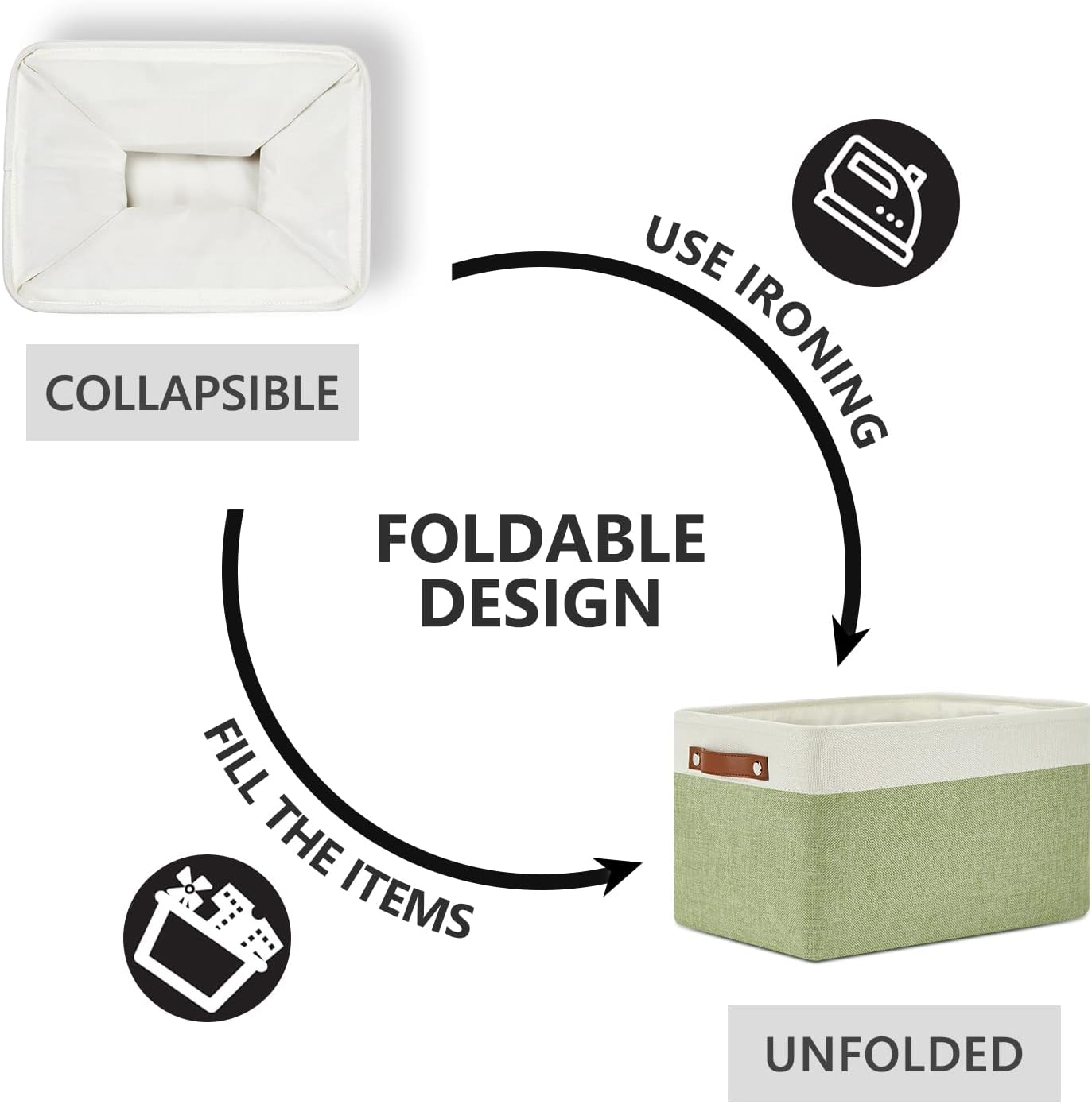 DULLEMELO Fabric Storage Bins for Laundry, Home, Foldable Storage Baskets for Shelves, Toys
