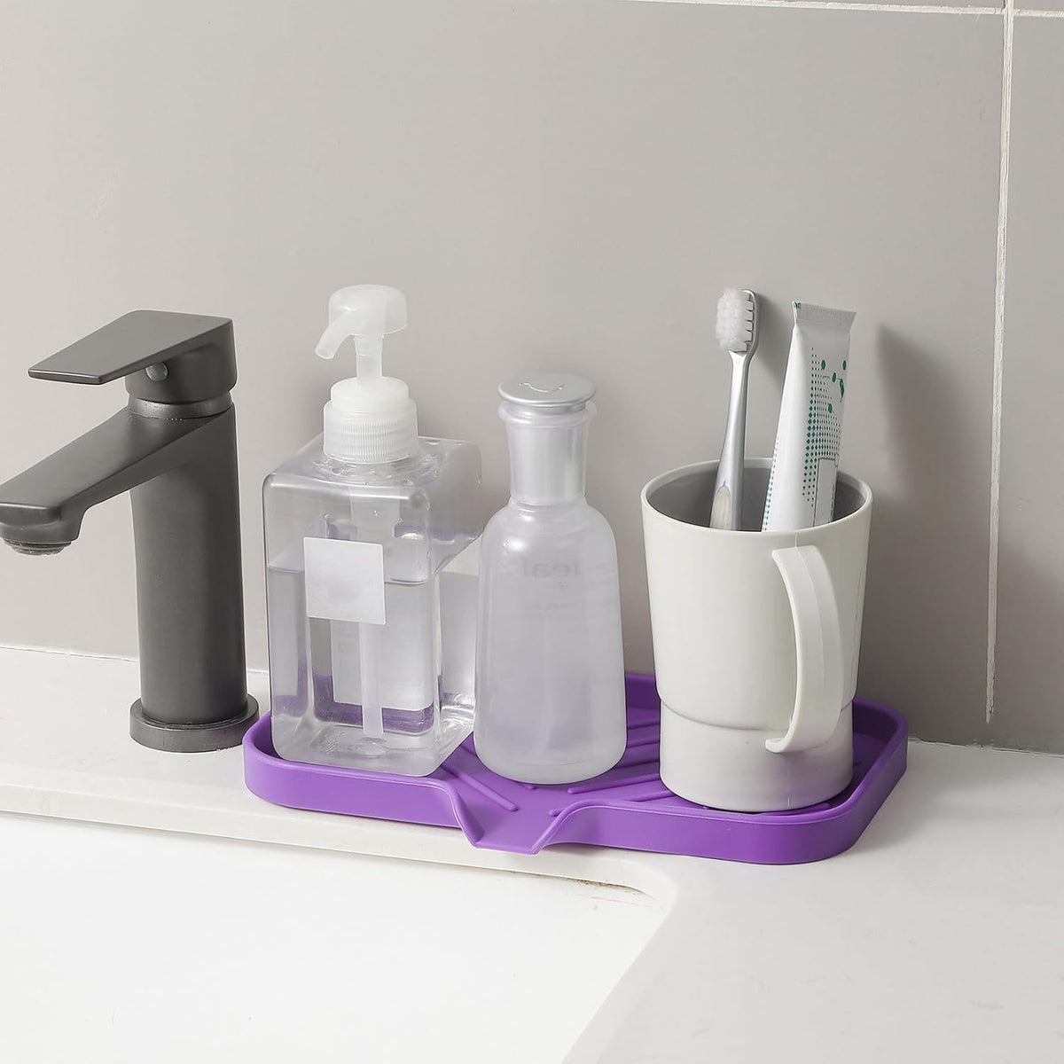 Silicone Bathroom Soap Dishes with Drain Spout-Bathroom and Kitchen Sink Organizer,Sponge