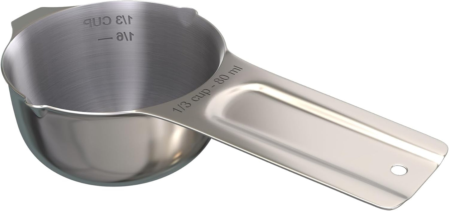 Color Up ⅓ Cup Measuring Cup (80 ml) – Premium Chrome Stainless Steel, Accurate for Wet & Dry
