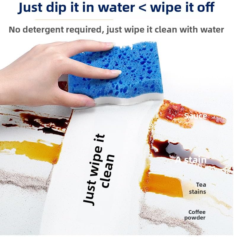 Ampang Wave-Shaped Scrub Sponges for Kitchen Cleaning - Nano Sponge & High-Foam Seaweed Cotton