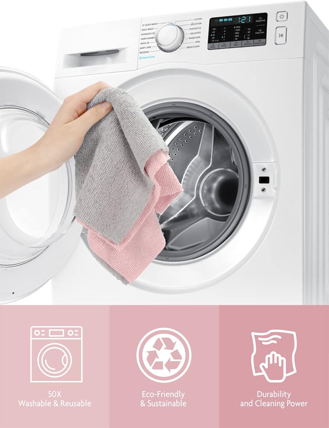 Fantasticlean Microfiber Cleaning Cloth Roll -150 Pack, Tear Away Microfiber Towels, 12" x 12"