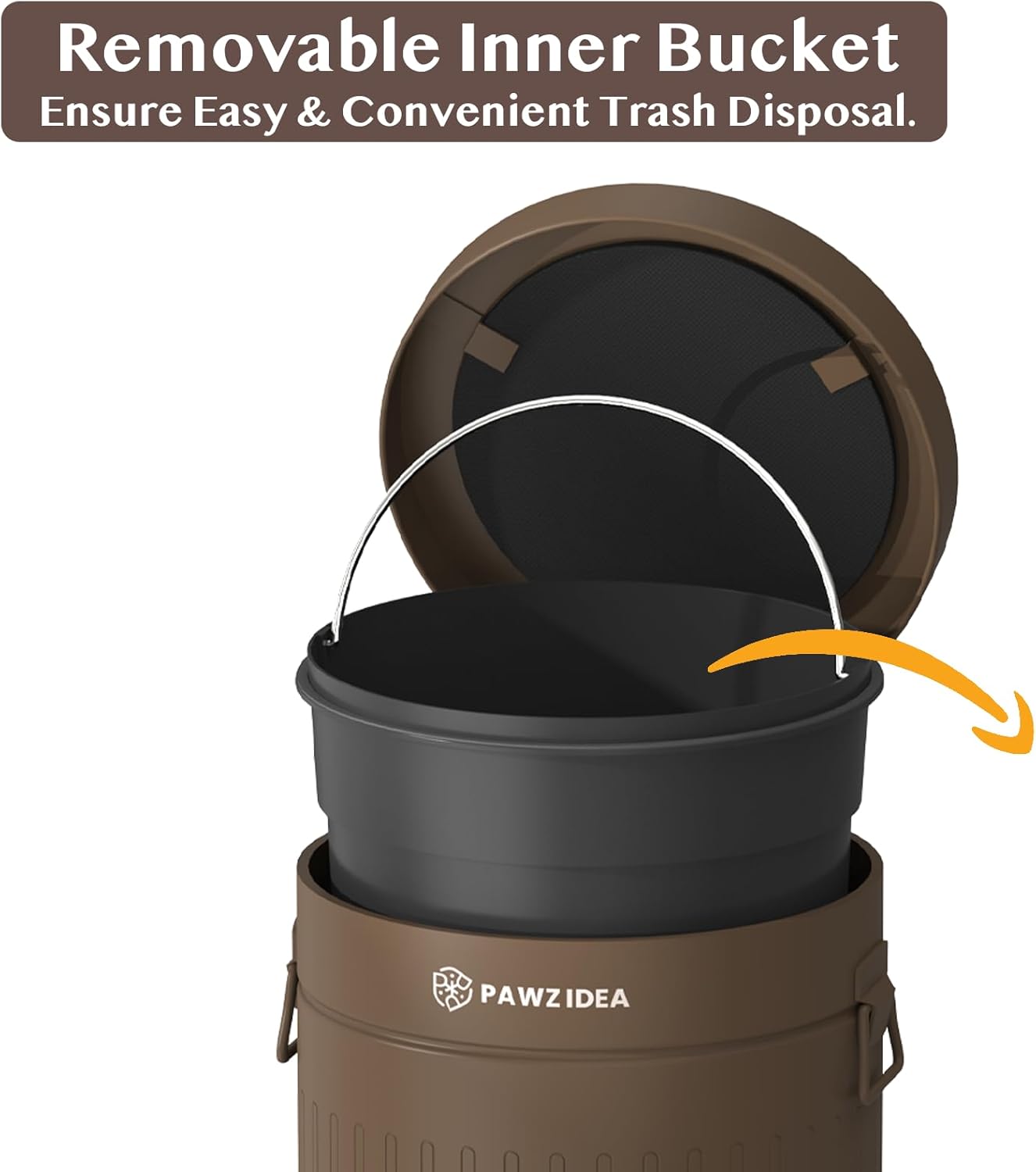PAWZIDEA Dog Poop Trash Can Outside Odor Control, 3.1Gallon Pet Waste Trash Can Outdoor Waterproof