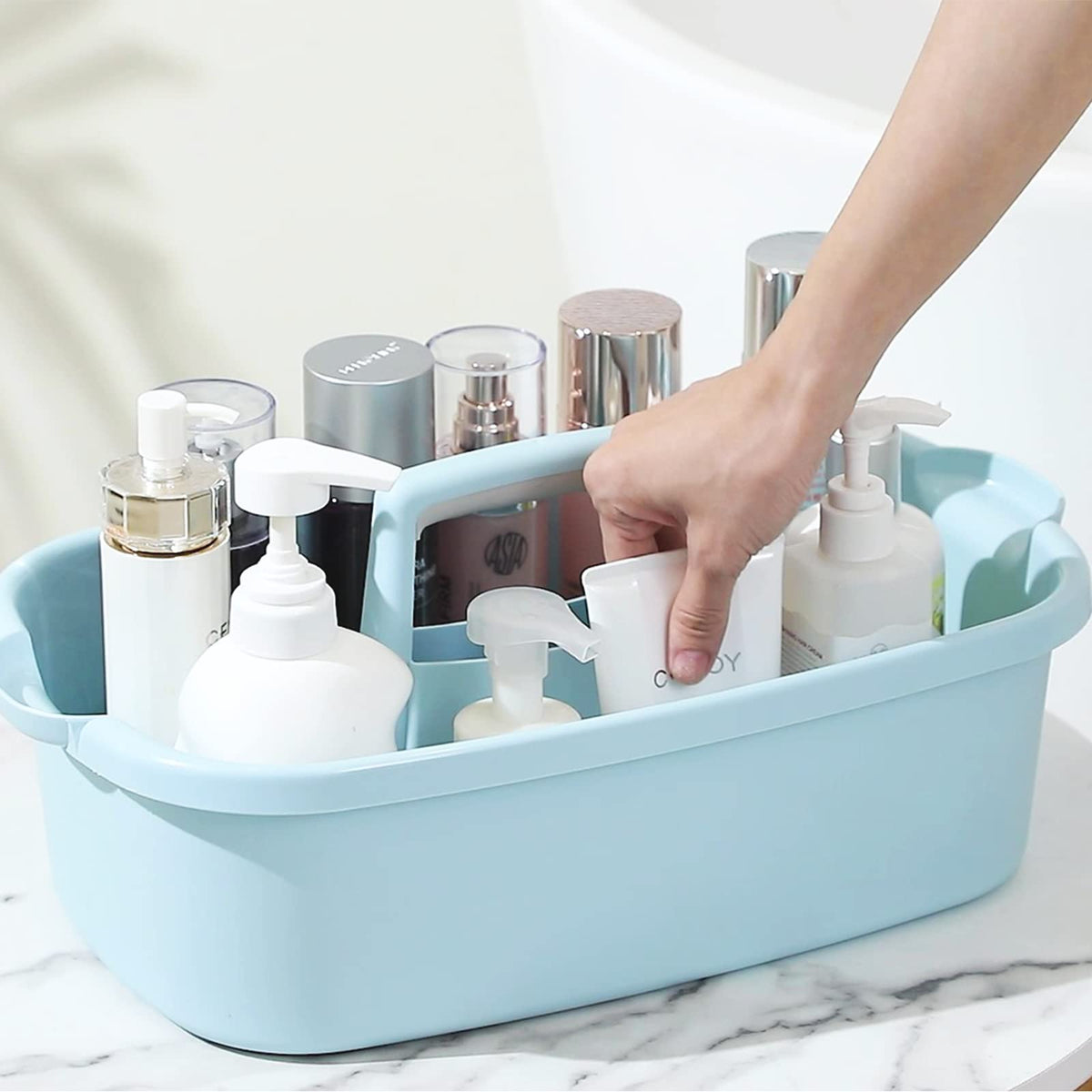 JiatuA Large Cleaning Supplies Caddy Portable Shower Caddy Basket Blue