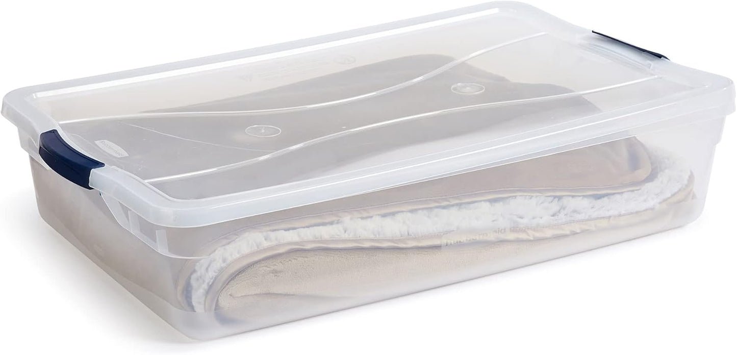 Rubbermaid Cleverstore 42 Quart Stackable Plastic Storage Bin with Lids for Garage, Closet, and