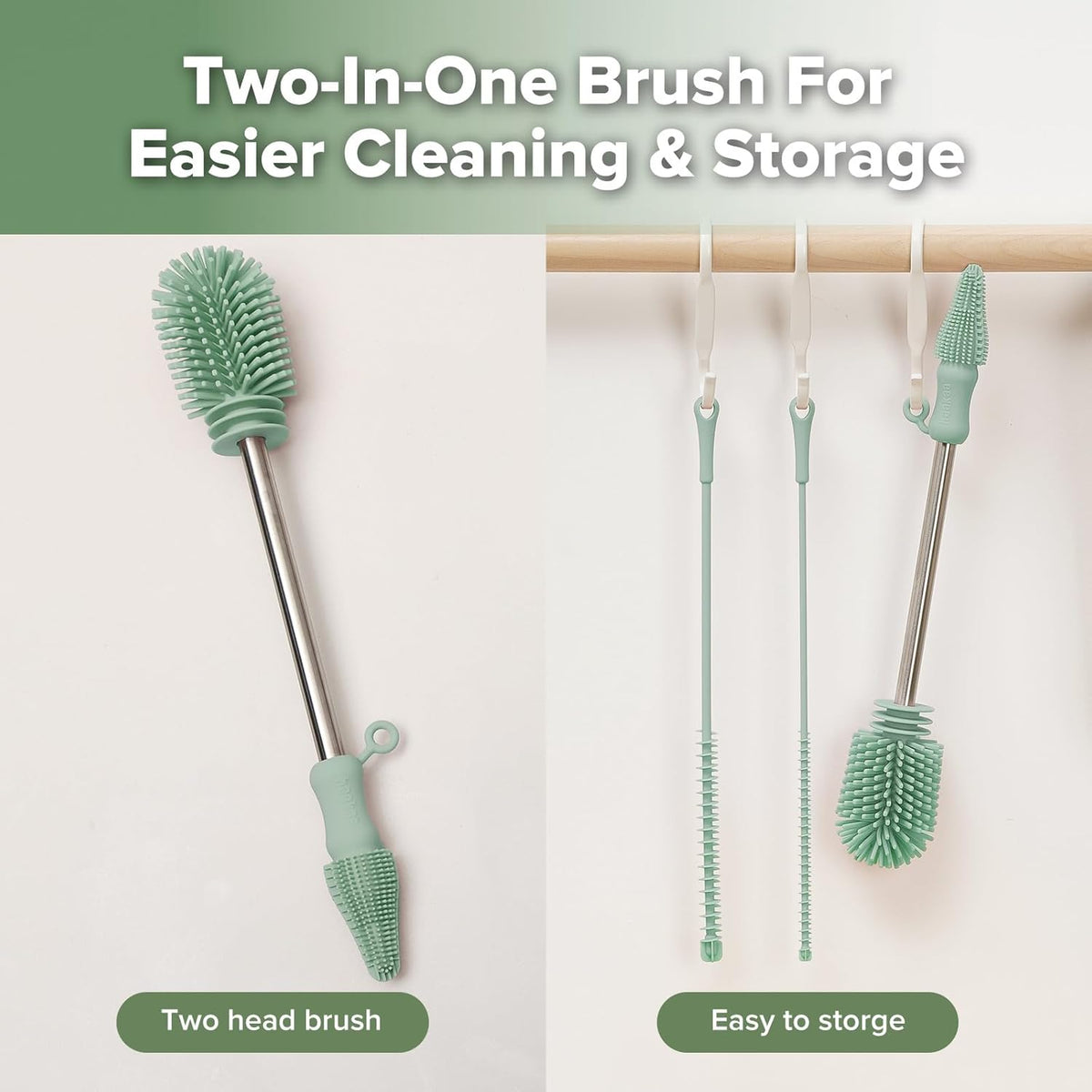 haakaa Silicone Cleaning Brush Kit - Baby Bottle Brush Cleaner for Breast Pump,Nipple,Breast Milk