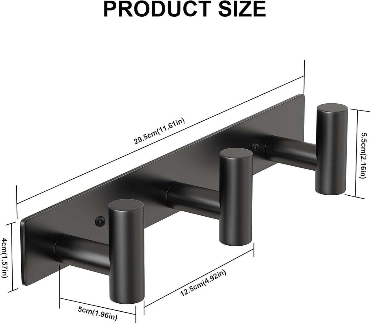 PMMASTO Coat Rack Wall Mounted, 3 "T Shaped Wall Hooks for Hanging, Heavy Duty Stainless Steel Coat