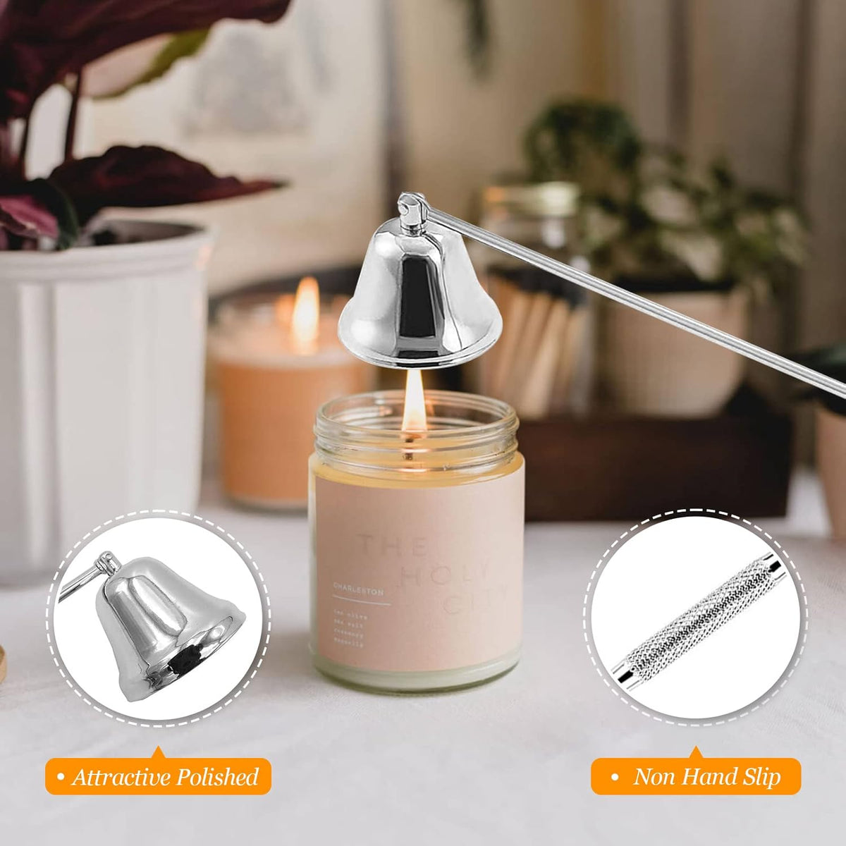 Lsnisni 5Pcs Candle Accessory Set With Rechargeable Electric Lighter, Storage Tray, Wick Trimmer