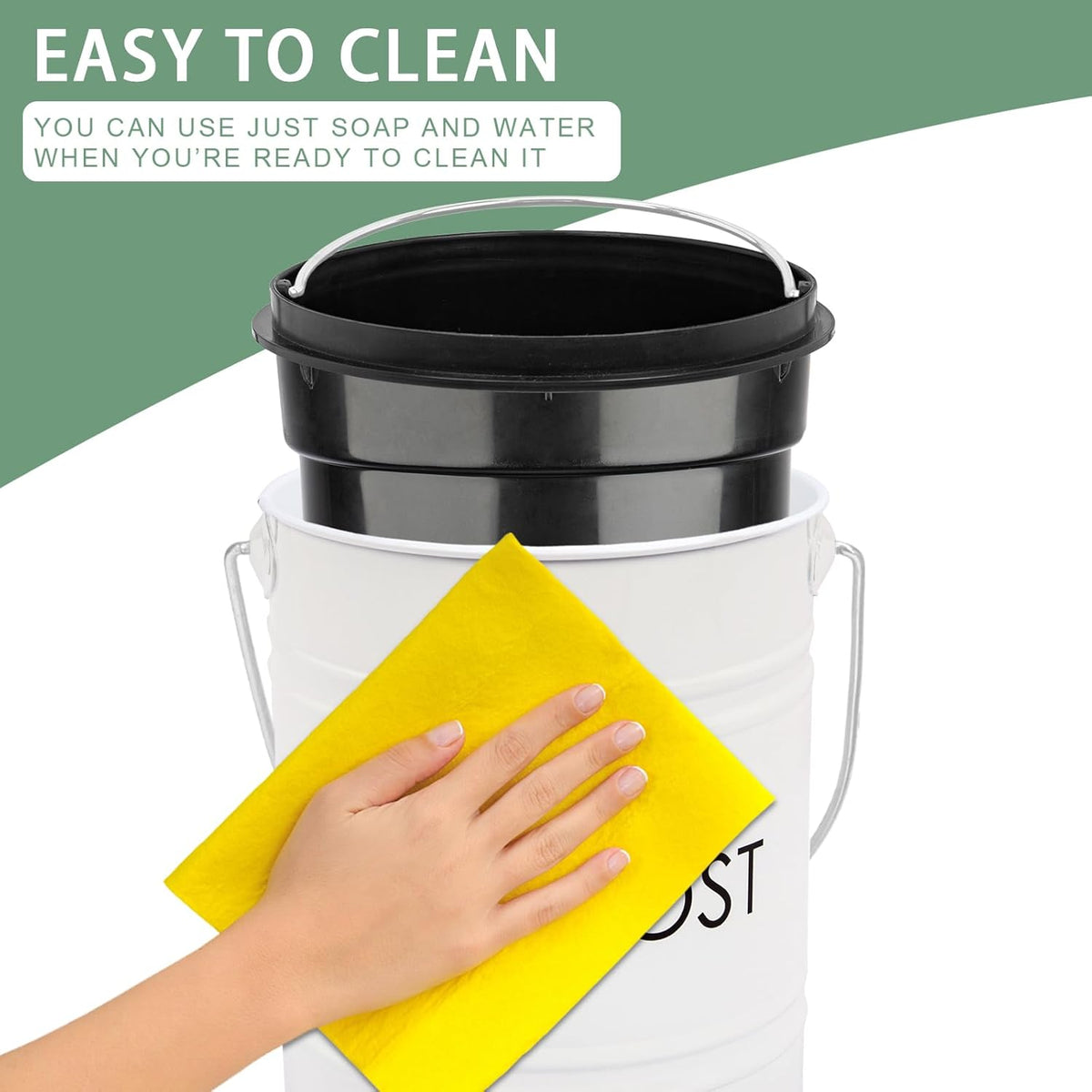 Vipush Compost Bin with Lid Small Countertop Compost Bin includes Inner Liner & 3 Charcoal Filters