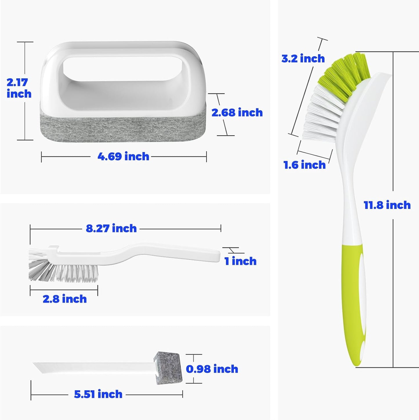 Holikme Cleaning Brush Set, Scouring Pad for Cleaning, Groove Gap Brushes for Pot, Pan, Kitchen