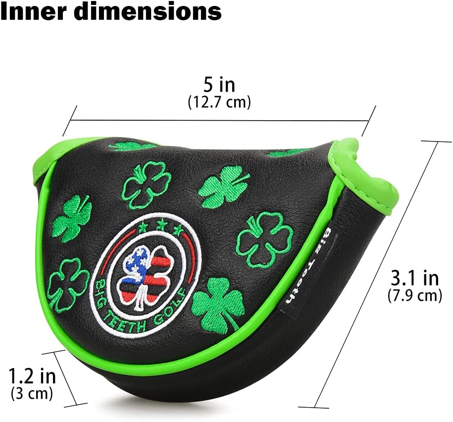 BIG TEETH Putter Cover Mallet Putter Cover Half Mallet Small Golf Headcover, Mini Club Head