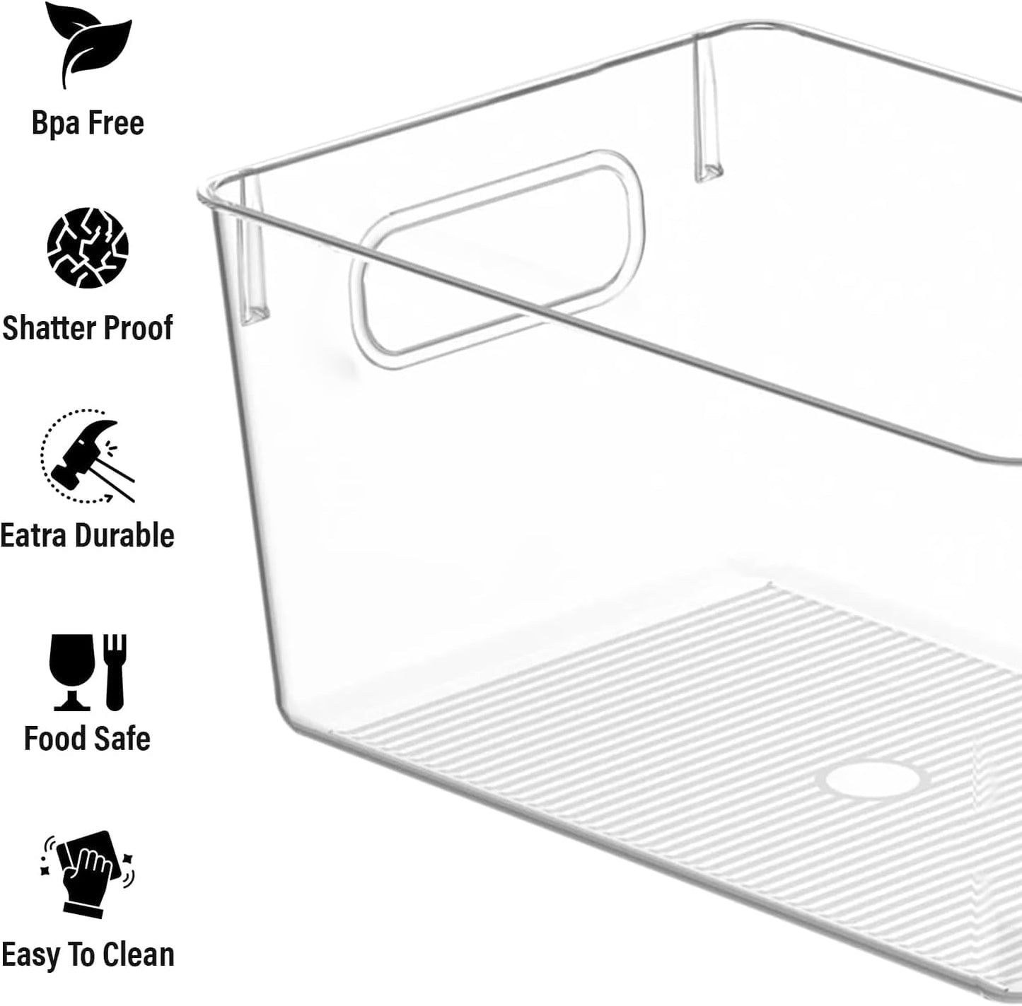 Clear Plastic Storage Bins, Pantry Organizers and Storage Containers Fridge Organizer Bins for