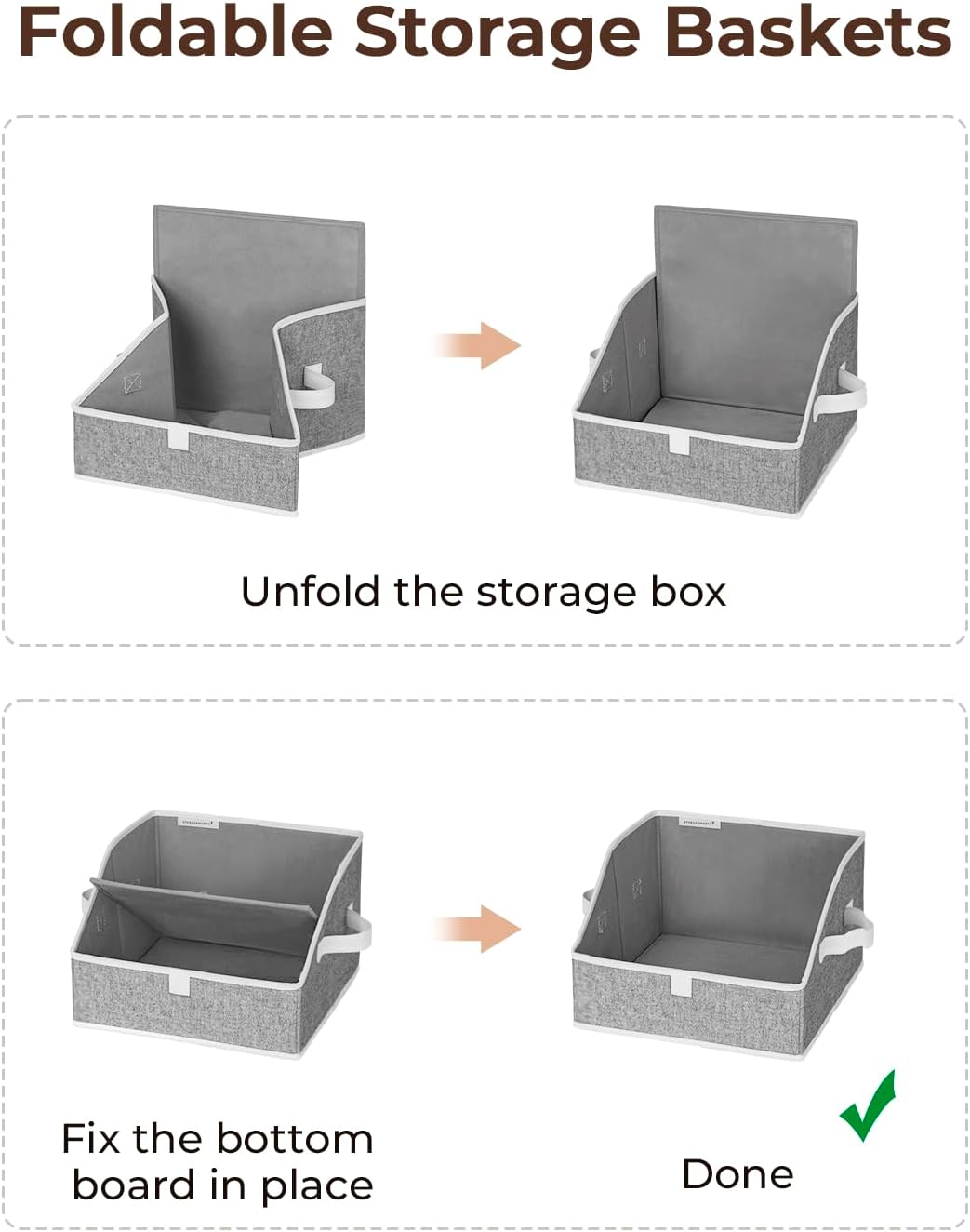 StorageWorks Closet Storage Bins, Trapezoid Organizer Box for Shelves, Fabric Clothes Bin, Foldable
