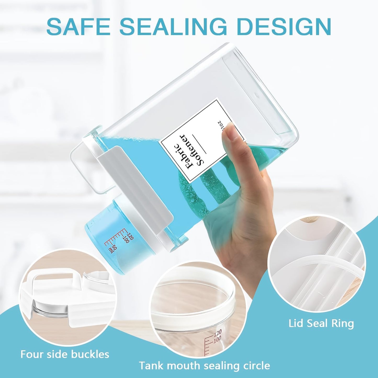 2 Pack Laundry Detergent Dispenser, 61oz Detergent Dispenser, Refluxable Laundry Detergent