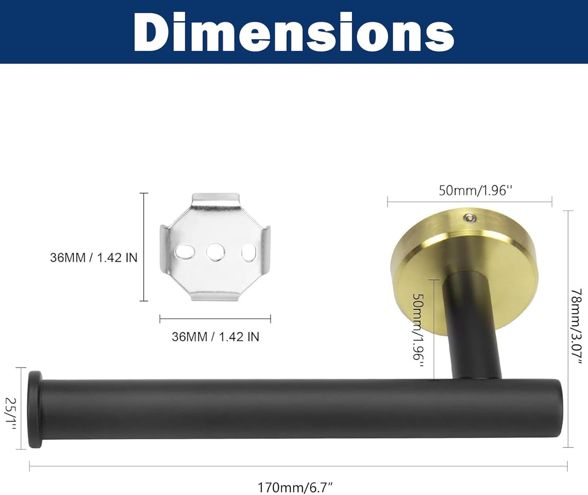NearMoon Bathroom Toilet Paper Holder, Premium SUS304 Stainless Steel Rustproof Wall Mounted Toilet