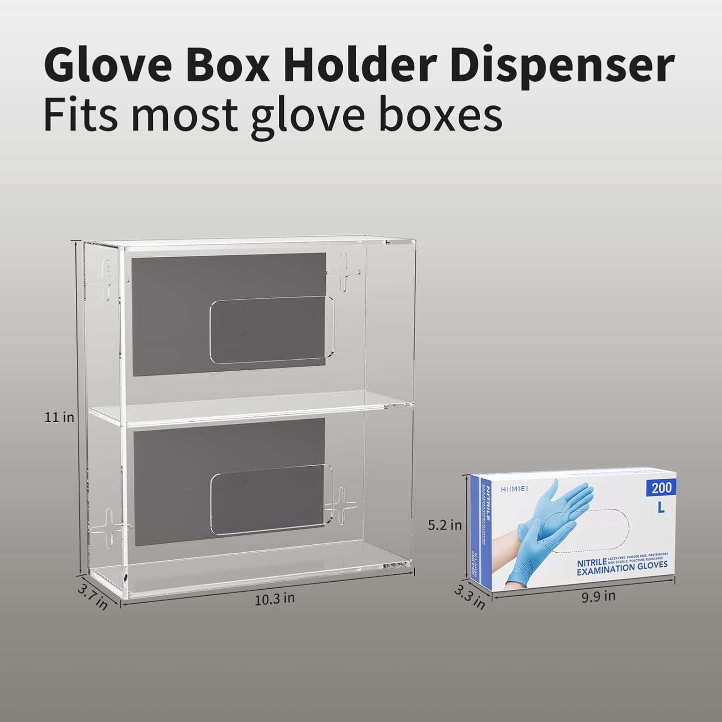 HIIMIEI Glove Holder for Wall Mount: Magnetic Gloves Box Holder, Acrylic Disposable Rubber Latex