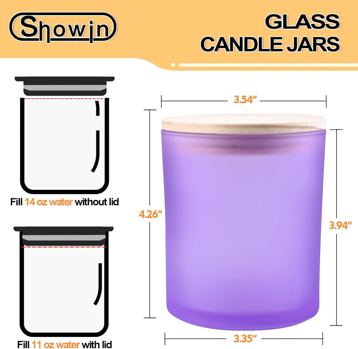 14 OZ Thick Candle Jars for Making Candles 12 Pcs, 3 Wick Empty Jars with Wood Lids for Candle