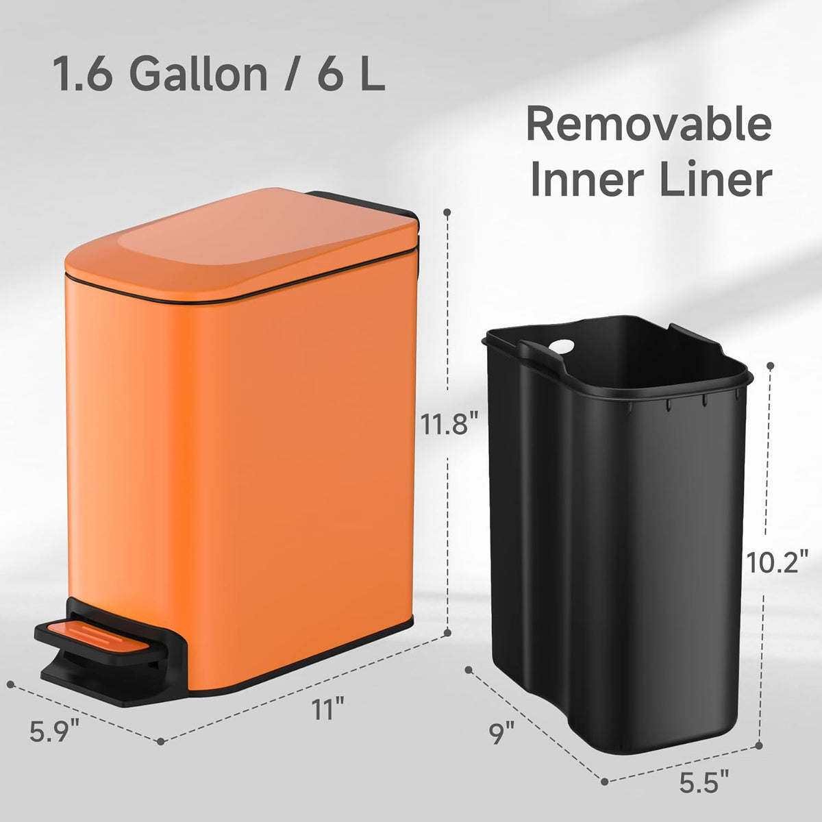 TIPGO Small Bathroom Trash Can with Lid Soft Close, 6 Liter / 1.6 Gallon Stainless Steel Garbage
