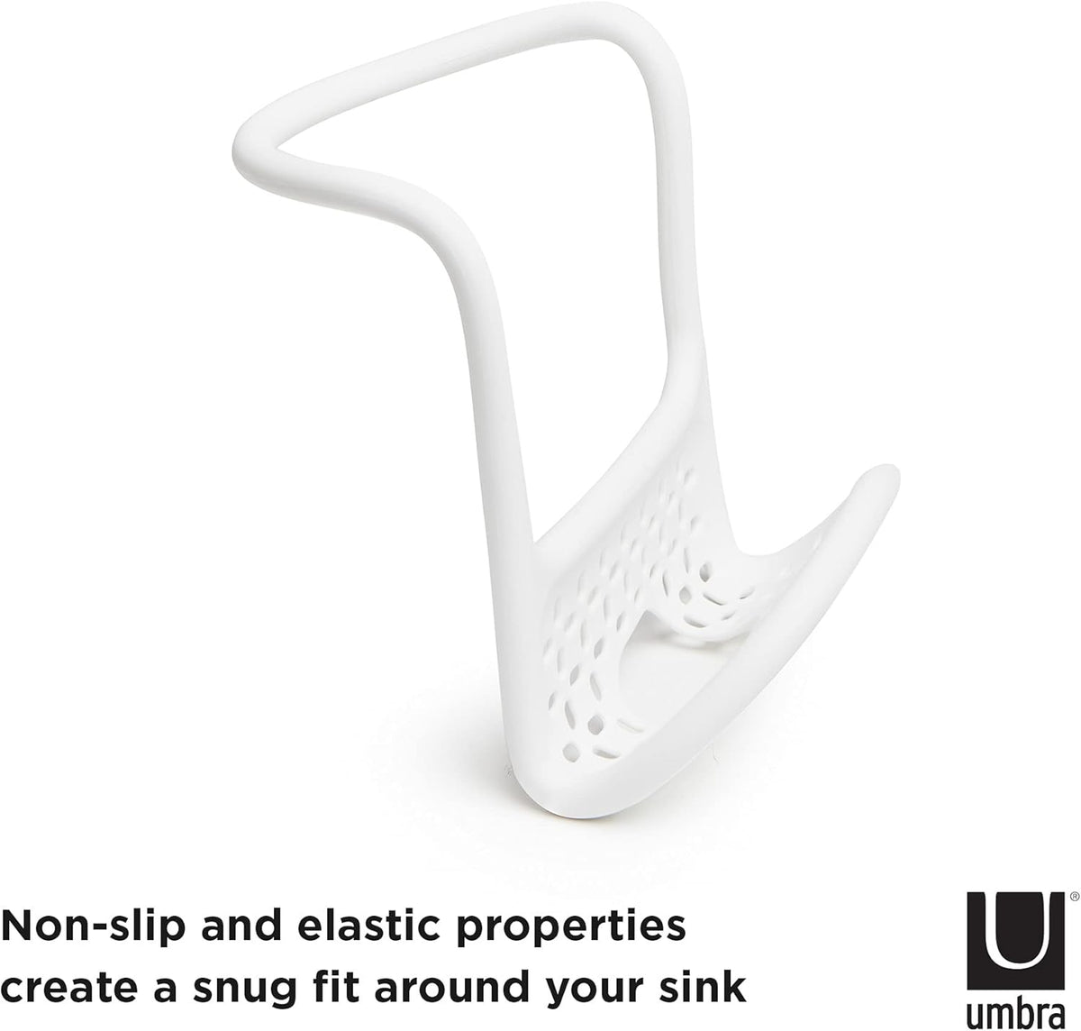 Umbra Sling Flexible Sink Caddy, Non-Slip – Holds Sponge, Scrubbing Brush or Dishrag, White