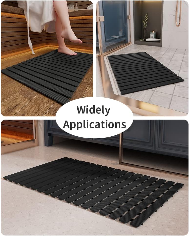 Shower-Mat Non Slip, PADOOR Heavy Duty Bathtub-Mat Curlable Quick Drain Sturdy Bath Tub Mat Without