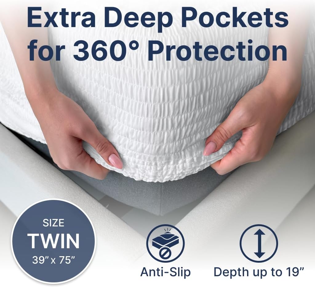 PAULATO BY GA.I.CO Twin Waterproof Mattress Protector – Mattress Cover for Twin Size Bed