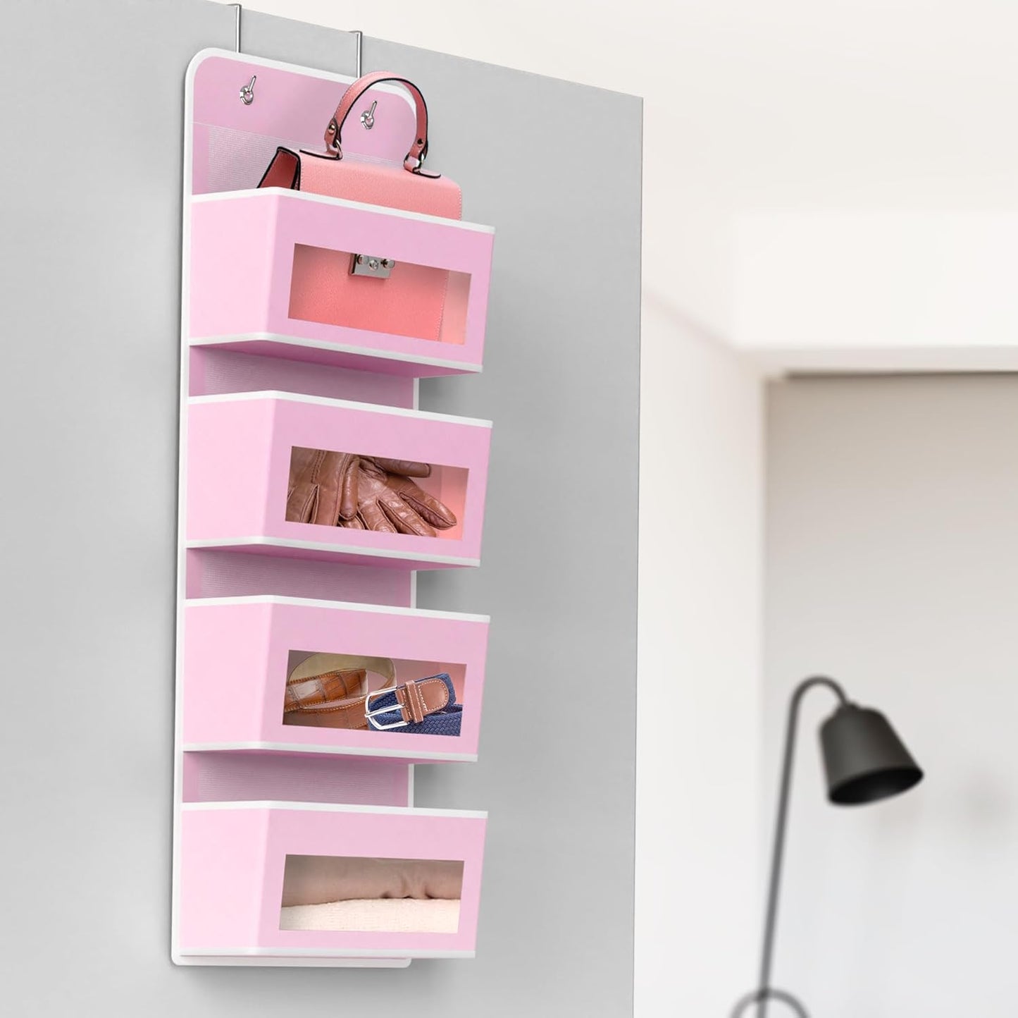 Simple Houseware 4 Clear Window Pocket Over Closet Door Storage Hanging Organizer for Bedroom