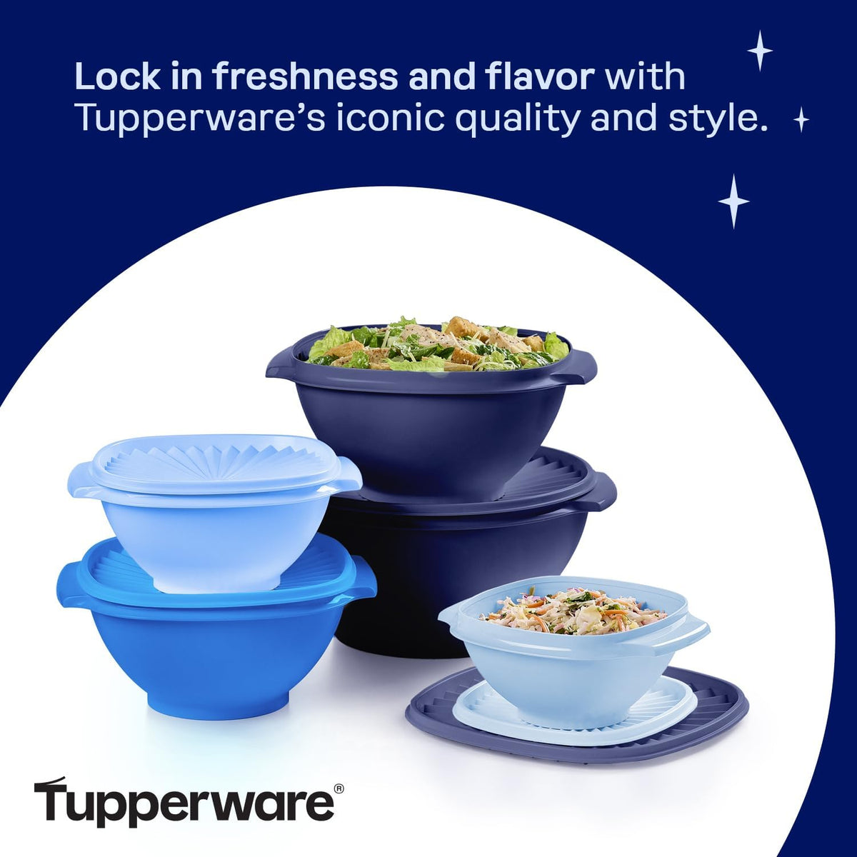Tupperware Heritage Collection, New 10 Piece Food Storage Container Set in Vintage Blue, Dishwasher