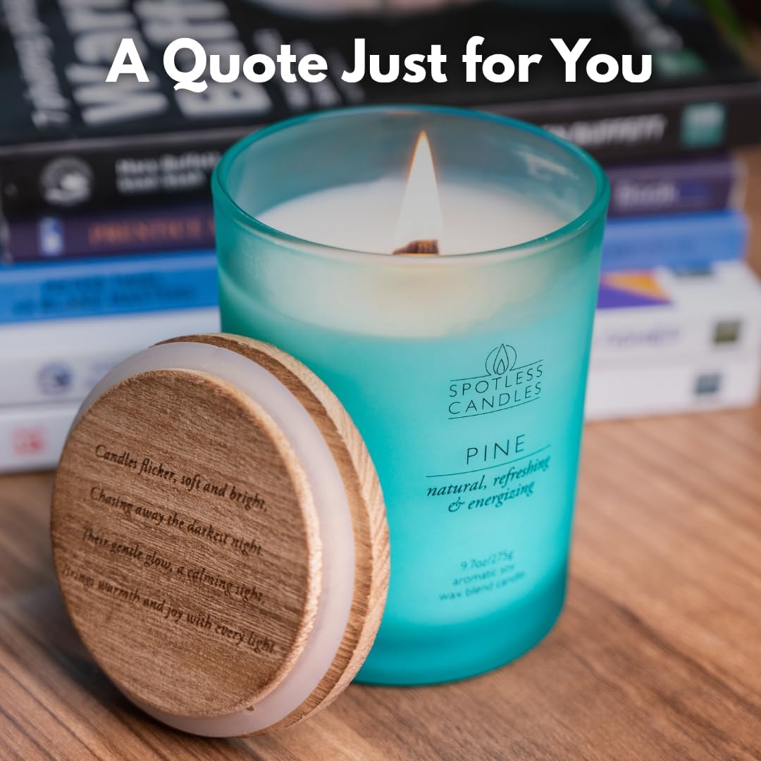 Pine Candle - 9.7 oz /275g 45-55 Hours Burn Time in Green Frosted Glass Jar with Wooden Lid and
