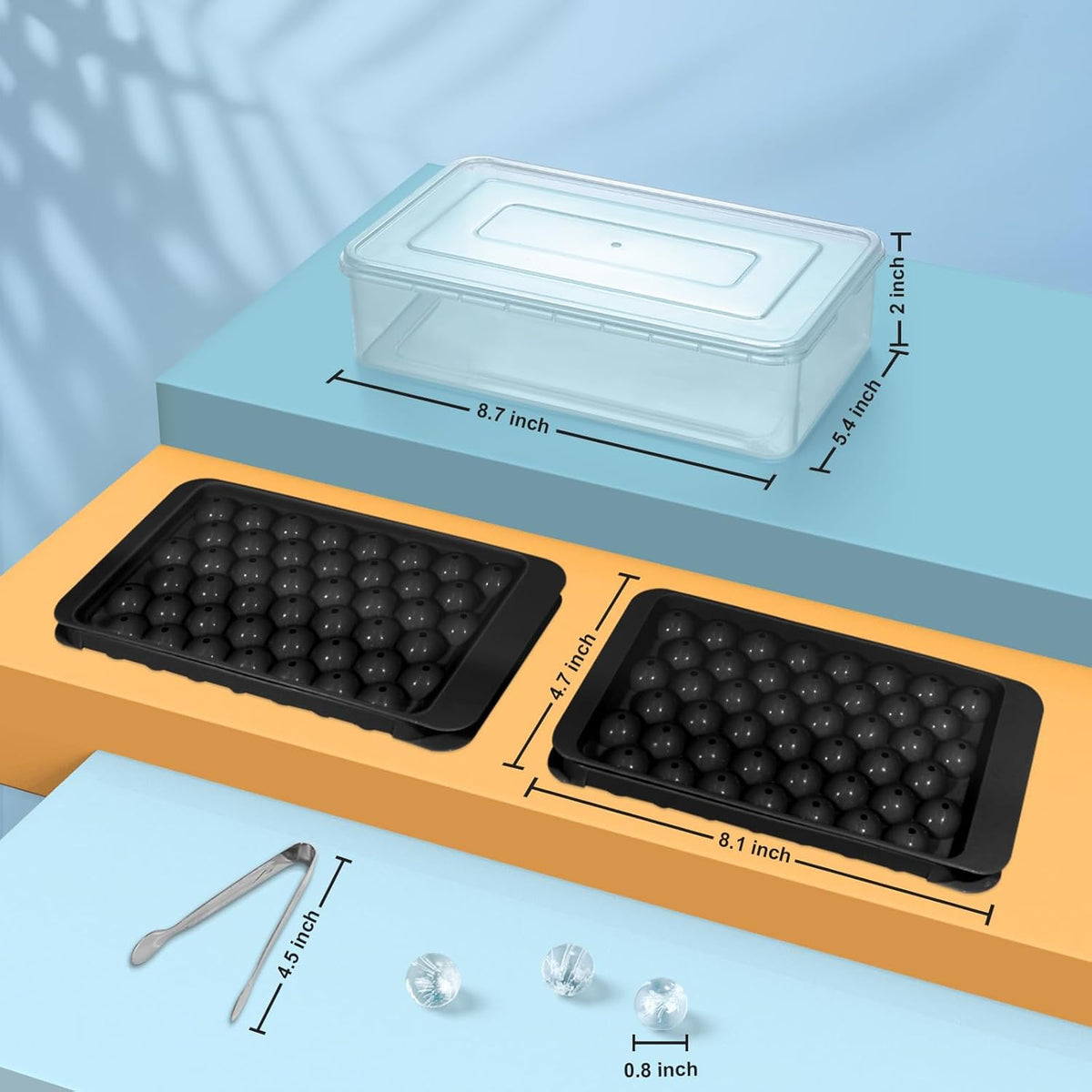 WIBIMEN Ice Cube Tray with Lid and Bin - Round Ice Trays for Freezer with Lid - Ice Cube Trays for