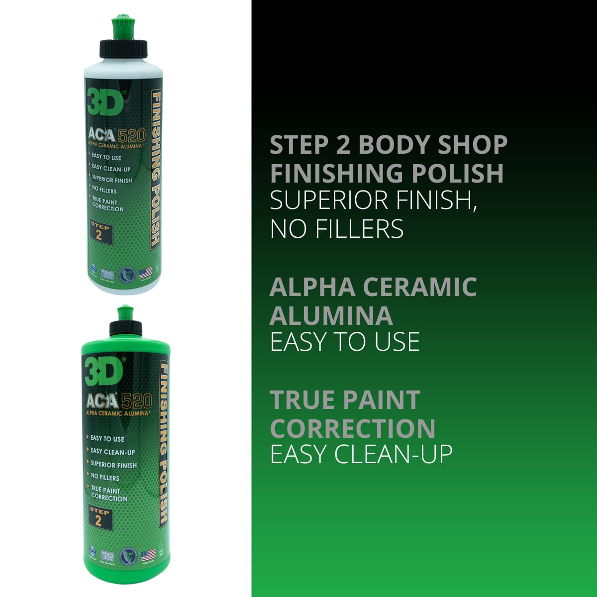 3D ACA 520 Finishing Polish - 8oz - Step 2 Body Shop Finishing Polish - Easy Clean Up, Superior