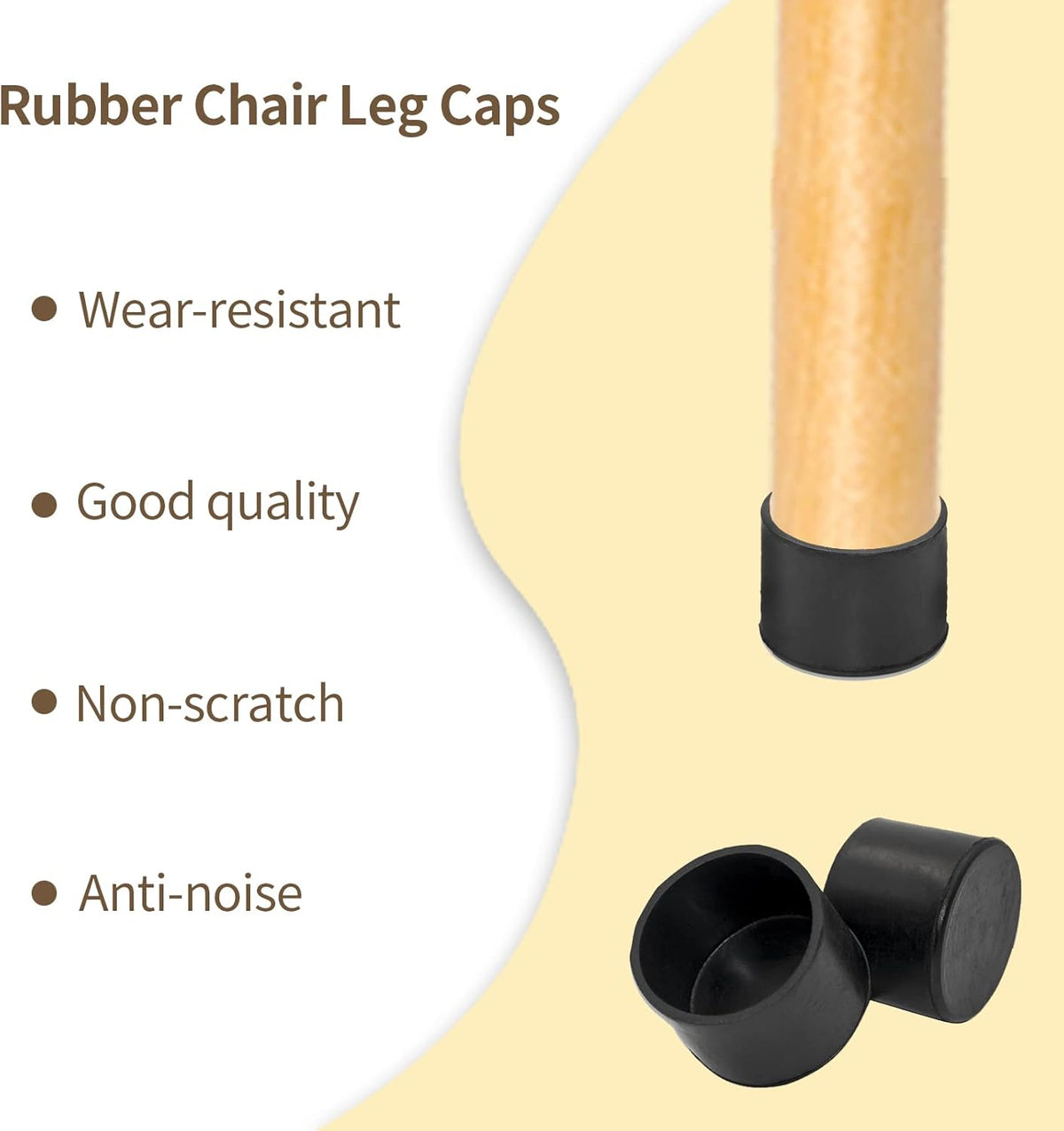 Flyshop 4 Pieces 45mm Rubber Chair Leg Caps Round, Protective Caps for Chair Legs, Floor