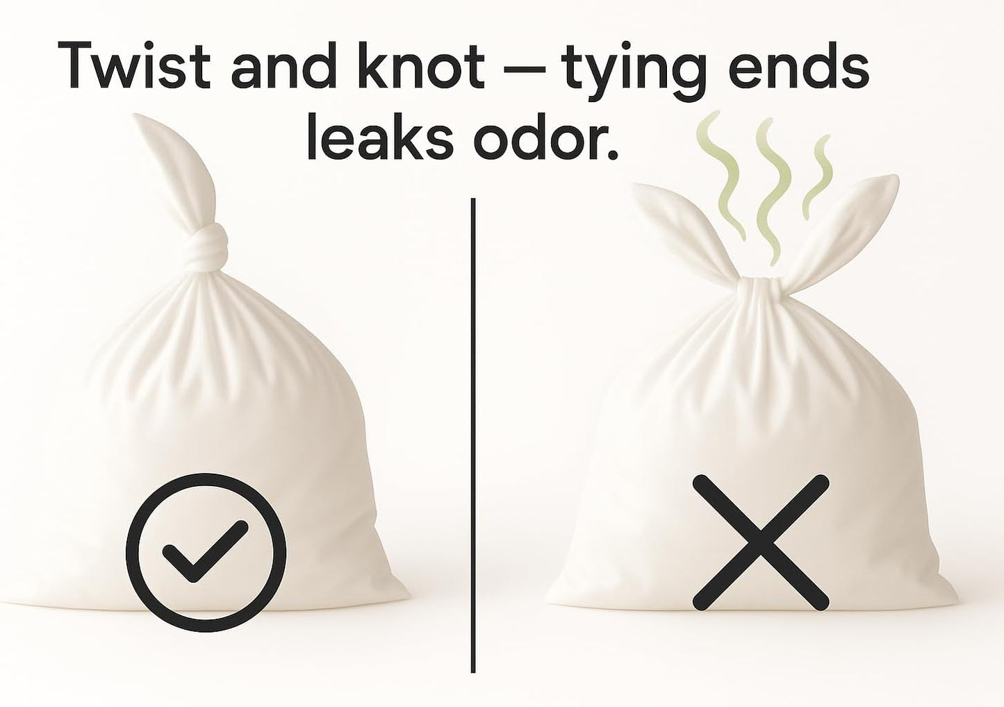 BOS, Odor-Sealing Dirty Diaper Trash Bags - Disposable Bags - Scent & Smell Free, 200Bags, (Color: