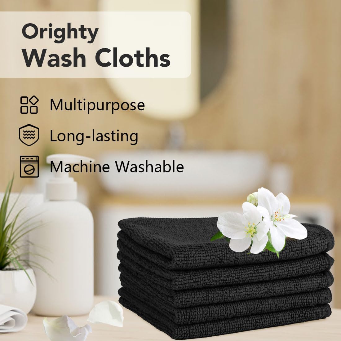 Orighty Wash Cloths Bulk Towels Set 200 Pack, Highly Absorbent and Soft Feel Microfiber Face
