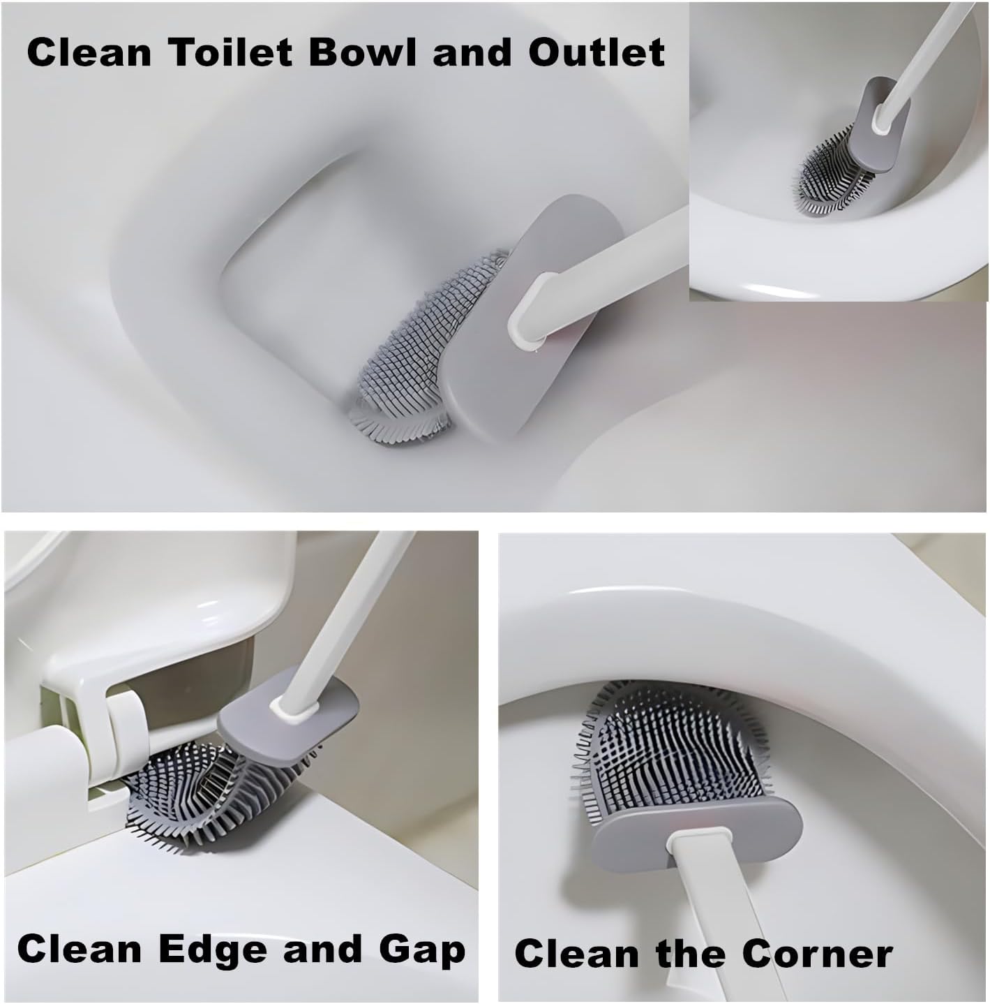 Toilet Brush with Holder Silicone Toilet Brush and Cleaning Brush for Household Bathroom Toliet