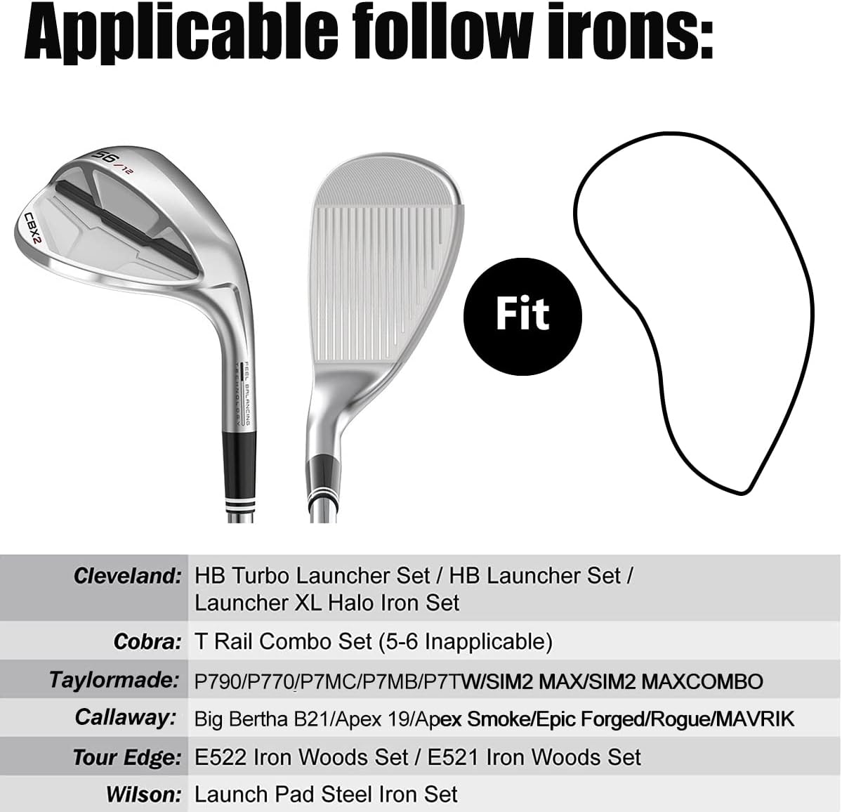 Golf Iron Head Covers 9/10pcs Leather Golf Club Covers for Iron with Magic Tape Fit Most