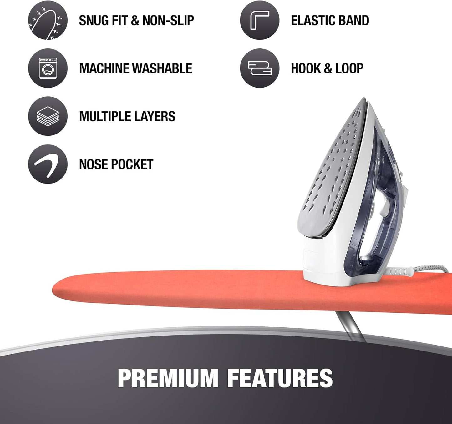 Extra Thick Ironing Board Covers with Pad Standard Size 15x54, Heat Reflective Full Scorch