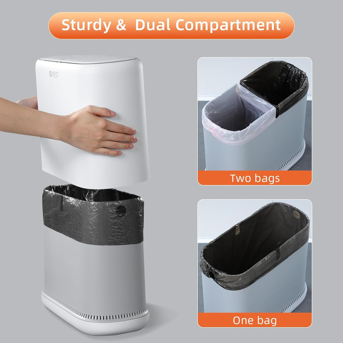 funest Bathroom Trash Can, 3.3 Gallon Slim Trash Can with Lid, Adsorption Garbage Can with