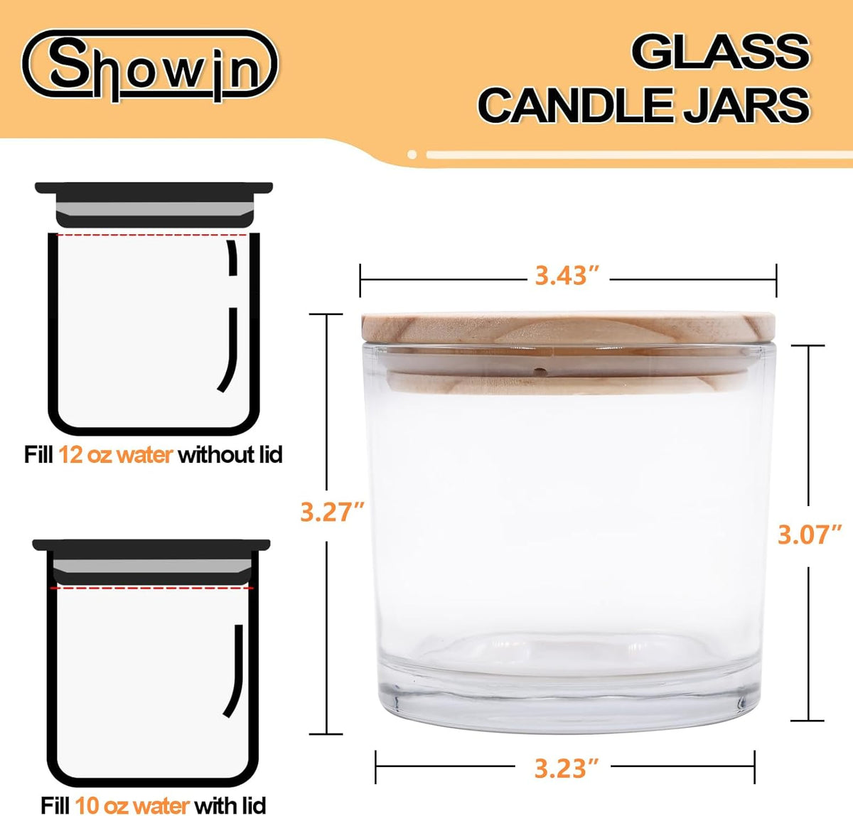 12 OZ Thick Candle Jars for Making Candles 12 Pcs, Empty Jars with Wood Lids for Spice Jars, Sample